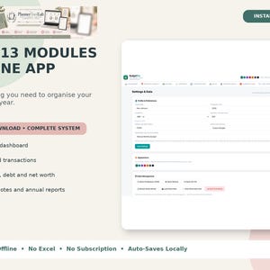 Personal Finance Dashboard, Budget Planner App, Offline HTML Tracker image 3