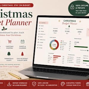 Christmas Budget Planner | Gift Tracker, Secret Santa Dashboard (Offline HTML App) image 1