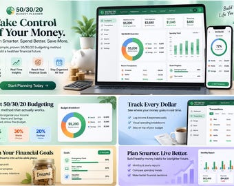 50/30/20 Budget Planner | Monthly Finance Tracker (Digital Download)
