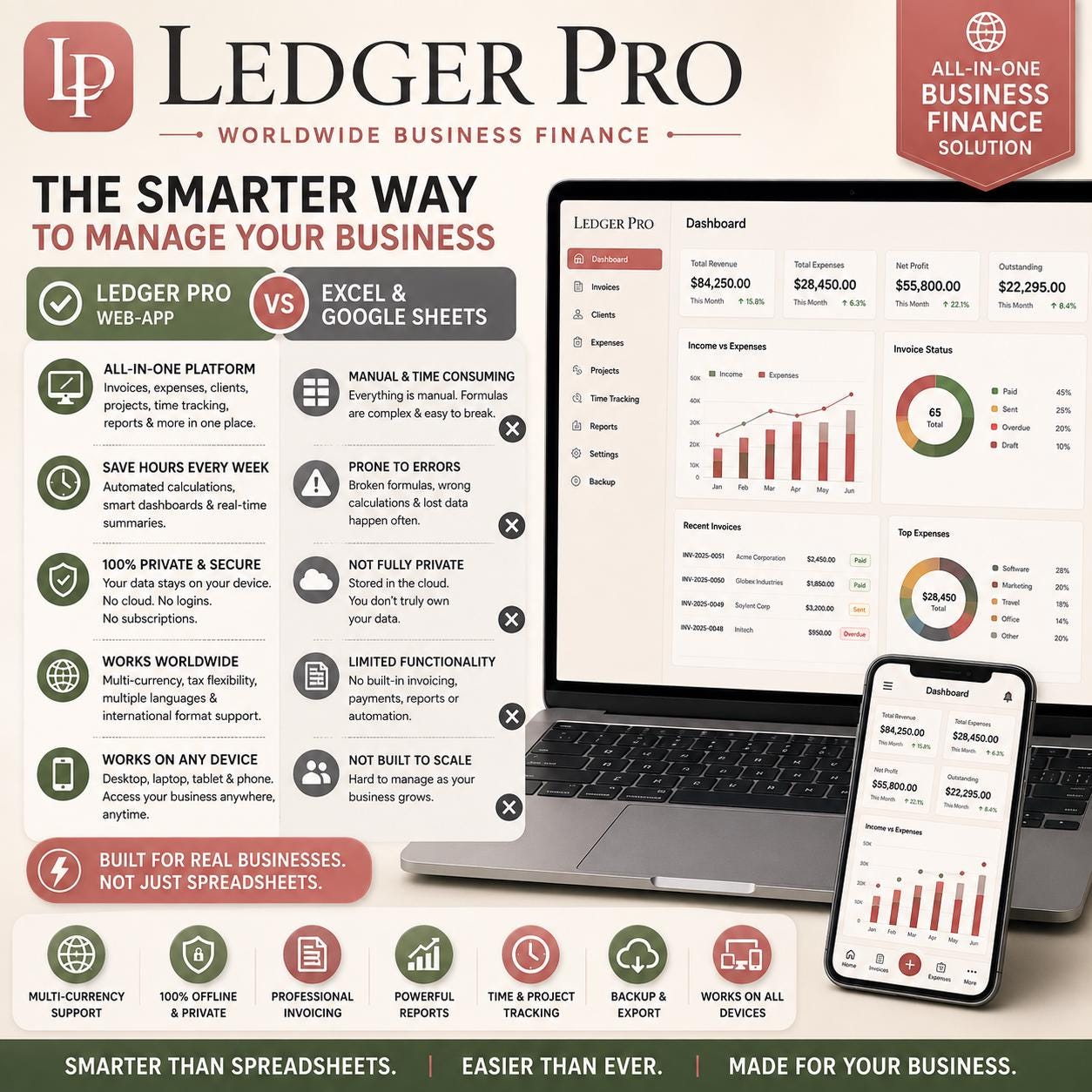 Ledger Pro Business Finance App — screenshot preview