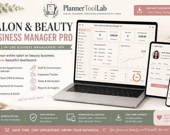 Salon Business Manager App, Beauty Appointment Planner, Client CRM, Inventory Expense & Payment Tracker, Offline HTML Download