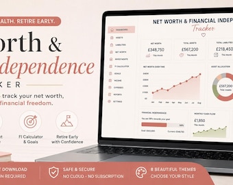 Net Worth Tracker & FIRE Calculator | Financial Independence Dashboard | Offline HTML App No Google Account