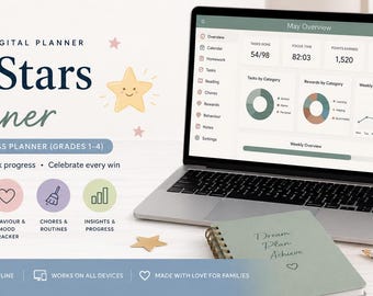 Kids School Planner App for Parents | Homework, Reading, Chores, Rewards, Behaviour & Routine Tracker | Grades 1–4