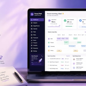 Adhd Student Study Planner App | Revision, Exam Countdown, Focus Timer, Grade Calculator | Uk Us Digital Planner | Gcse A-Level Ib Ap