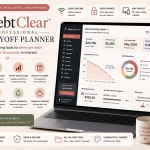 Debt Payoff Tracker | Snowball vs Avalanche Calculator | Debt Free Visual Dashboard | Interest Saved | Offline HTML App No Login