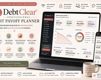 Debt Payoff Tracker | Snowball vs Avalanche Calculator | Debt Free Visual Dashboard | Interest Saved | Offline HTML App No Login