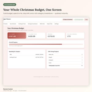 Christmas Budget Planner | Gift Tracker, Secret Santa Dashboard (Offline HTML App) image 4