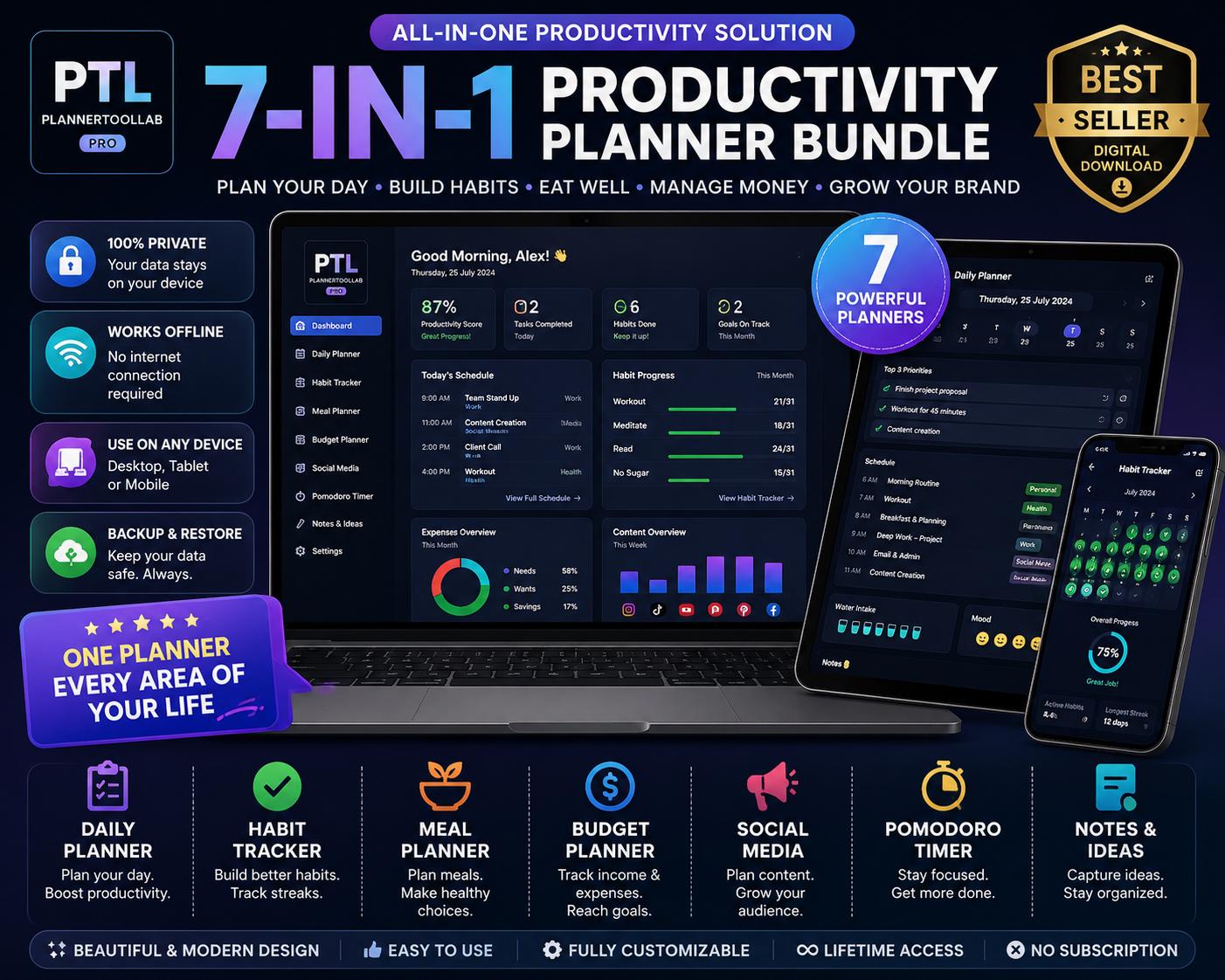 7-in-1 Digital Productivity Planner — screenshot preview