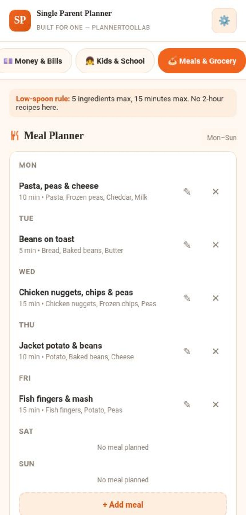Single Parent Planner | Bill Organizer, Meal & Chore Manager (Offline HTML Tool) image 12