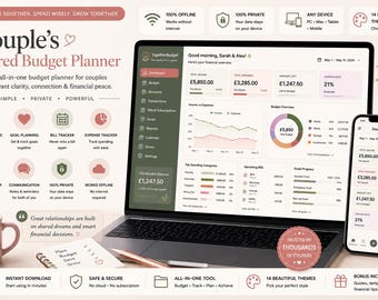 Couples Budget Planner App | Shared Finance Tracker | Offline HTML Tool | Joint Money Planner for Partners