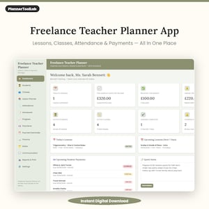 Freelance Teacher Planner App | Tutor Lesson Planner, Payment Tracker & Student Manager | Digital Download HTML Tool