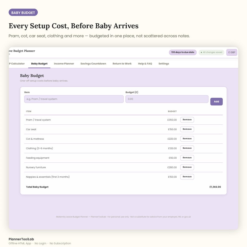 Maternity Leave Budget Planner | UK SMP Calculator, Baby Budget (HTML App) image 5