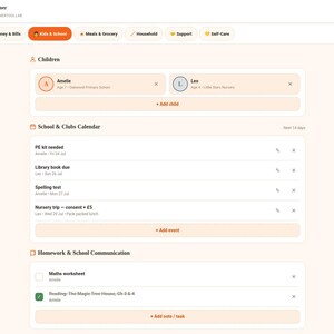 Single Parent Planner | Bill Organizer, Meal & Chore Manager (Offline HTML Tool) image 4