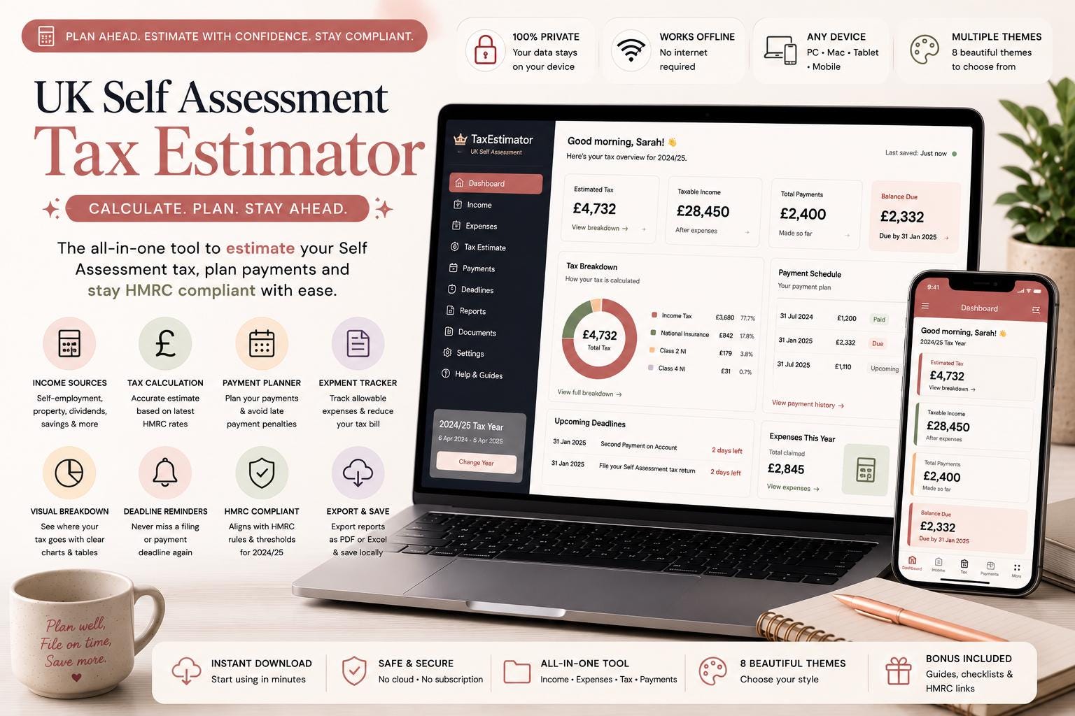 UK Self Assessment Tax Calculator — screenshot preview