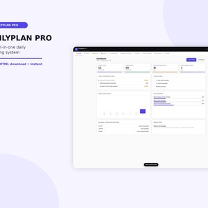K&ouml;nnte beinhalten: Eine digitale Dashboard-Oberfl&auml;che mit dem Titel DAILYPLAN PRO f&uuml;r ein t&auml;gliches Planungssystem. Der Bildschirm zeigt ein Dashboard mit Bereichen f&uuml;r Aufgaben, Fortschritt und Zeitpl&auml;ne, einschlie&szlig;lich der Textbeschriftungen DAILYPLAN PRO und 01 / 19.