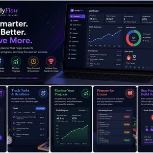 Student Study Planner App | GCSE A-Level University Revision Timetable Exam Tracker Grade Planner HTML Digital Download