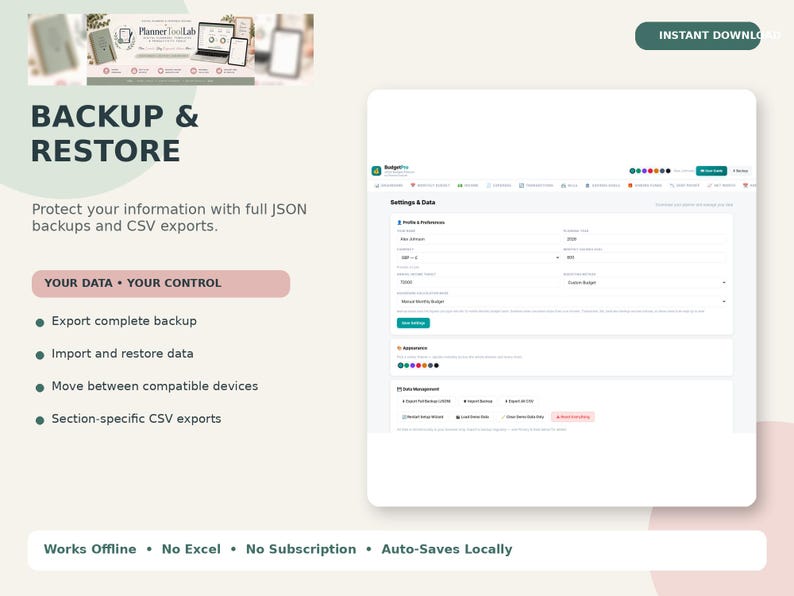 Personal Finance Dashboard, Budget Planner App, Offline HTML Tracker image 16