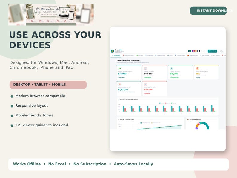 Personal Finance Dashboard, Budget Planner App, Offline HTML Tracker image 19