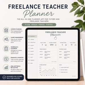 Freelance Teacher Planner App | Tutor Lesson Planner, Payment Tracker & Student Manager | Digital Download HTML Tool