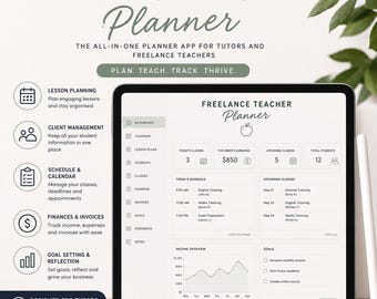 Freelance Teacher Planner App | Tutor Lesson Planner, Payment Tracker & Student Manager | Digital Download HTML Tool