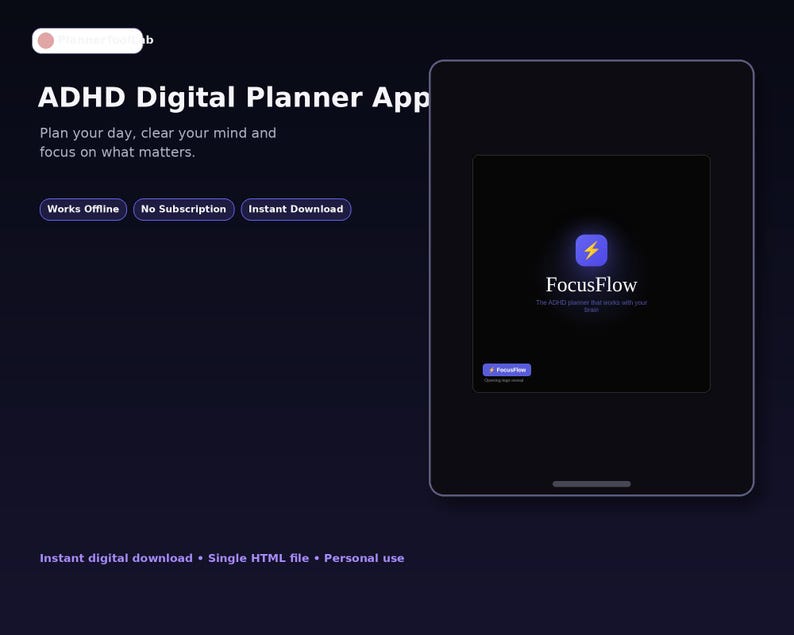 ADHD Digital Planner App, Focus Timer, Brain Dump, Habit Tracker & Daily Productivity Dashboard image 2