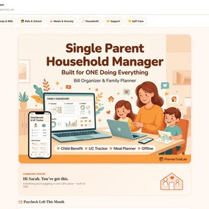 Single Parent Planner | Bill Organizer, Meal & Chore Manager (Offline HTML Tool) image 2