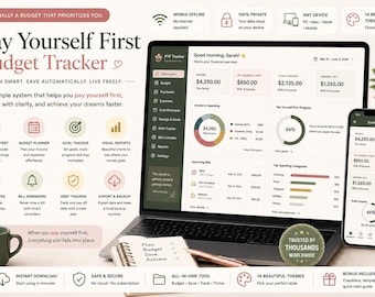 Pay Yourself First Budget Tracker | Savings Planner HTML App | Digital Download | Beginner Budget Planner