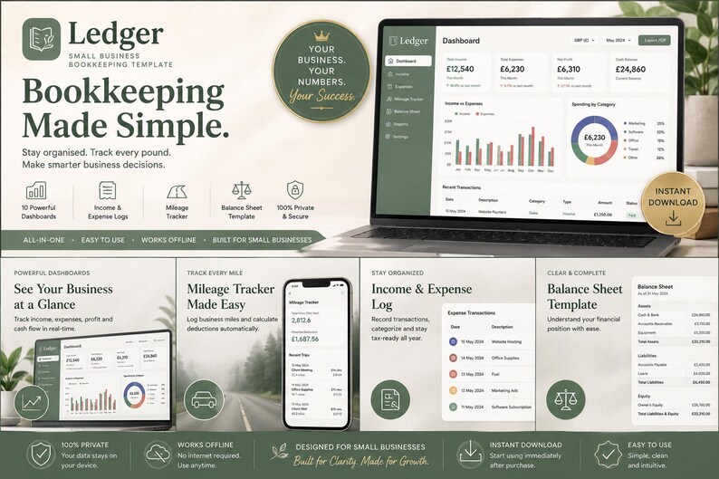 Freelancer Finance Bundle | Bookkeeping, Invoicing & Investment Tracker Templates | Self Employed Spreadsheet Toolkit, Digital Download image 5