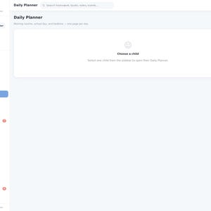 May include: A digital interface for the Little Stars Planner application, featuring a sidebar with navigation options like Dashboard, Children, School & Contacts, Daily Planner, Weekly Planner, and various academic trackers.