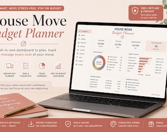 House Move Budget Planner | Moving Checklist, Packing List & Relocation Cost Dashboard | Offline HTML App No Excel