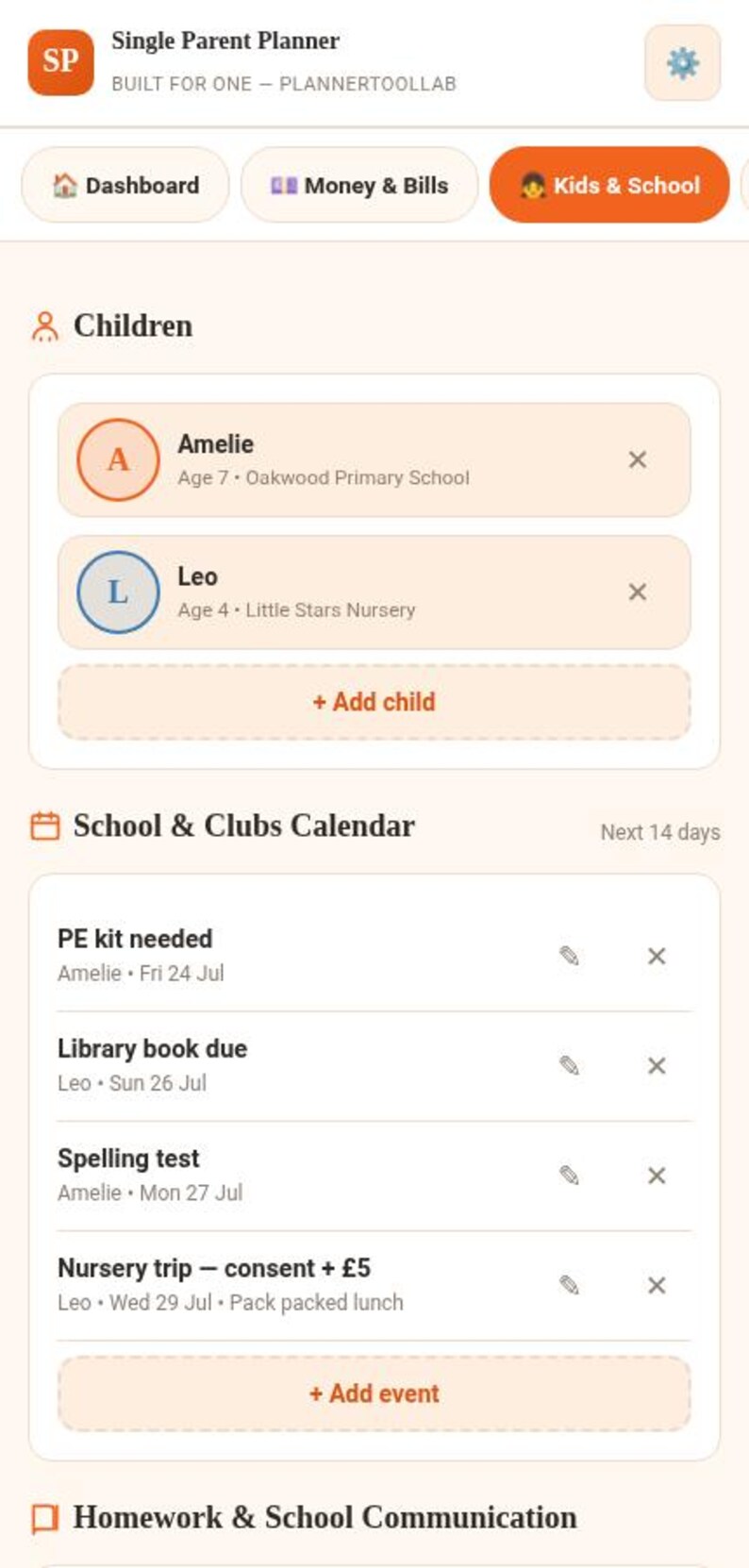 Single Parent Planner | Bill Organizer, Meal & Chore Manager (Offline HTML Tool) image 11
