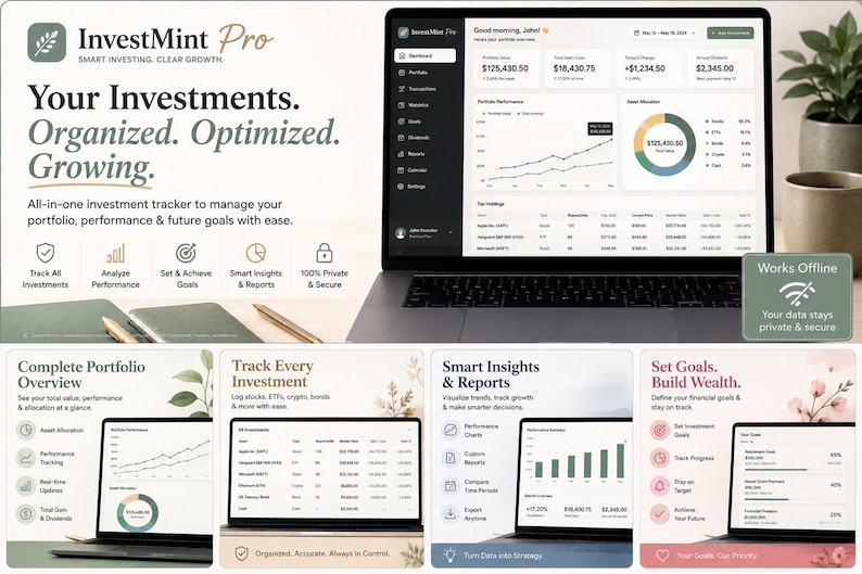 Freelancer Finance Bundle | Bookkeeping, Invoicing & Investment Tracker Templates | Self Employed Spreadsheet Toolkit, Digital Download image 1