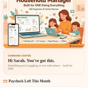 Single Parent Planner | Bill Organizer, Meal & Chore Manager (Offline HTML Tool) image 9