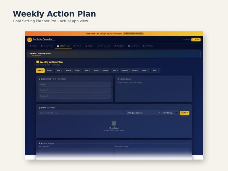 90-Day Goal Planner Web App | SMART Goals, Habit Tracker (Digital Download) image 6
