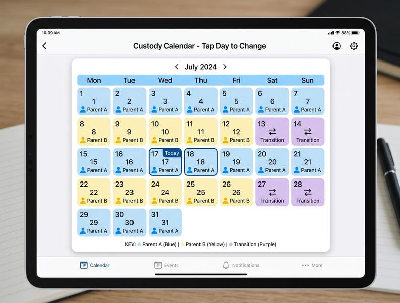 Co-Parenting Planner | Custody Calendar, Handoff Log, Expense Tracker (Offline HTML) image 3