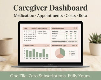 Elderly Parent Caregiver Dashboard | Medication Tracker, Care Cost & Rota Planner | Sandwich Generation Tool | NHS Ready