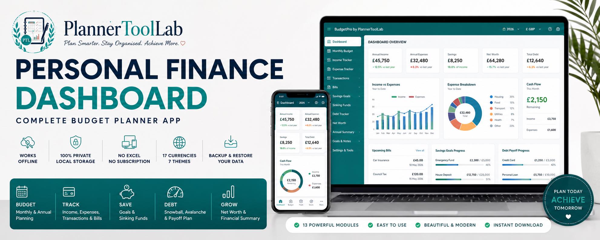 Personal Finance Dashboard Lite — screenshot preview