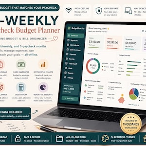 Bi-Weekly Paycheck Budget Planner | Zero Based Bill Tracker (Offline HTML App) image 1