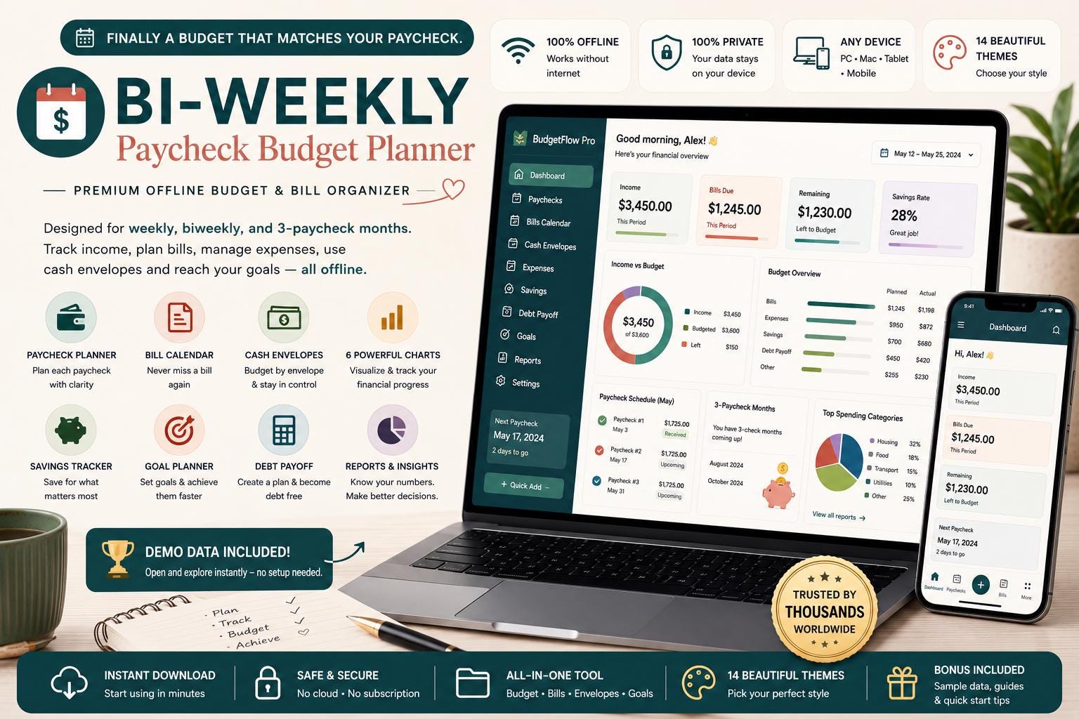 Bi-Weekly Paycheck Budget Planner — screenshot preview