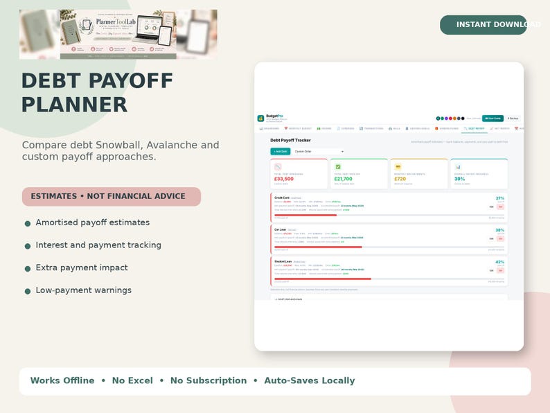 Personal Finance Dashboard, Budget Planner App, Offline HTML Tracker image 11