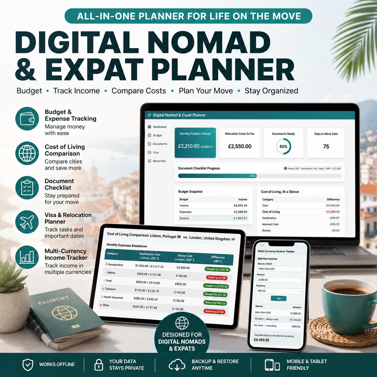 Digital Nomad Budget Planner — screenshot preview