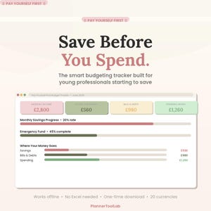 Pay Yourself First Budget Tracker | Savings Planner HTML App | Digital Download | Beginner Budget Planner