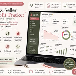 Etsy Seller Profit Tracker | Etsy Fee Calculator | Shop Profit Dashboard | Etsy Bookkeeping Tool | HTML Digital Download | Etsy Business image 1