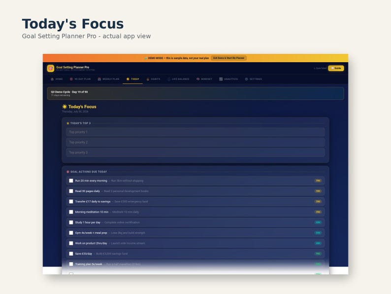 90-Day Goal Planner Web App | SMART Goals, Habit Tracker (Digital Download) image 7
