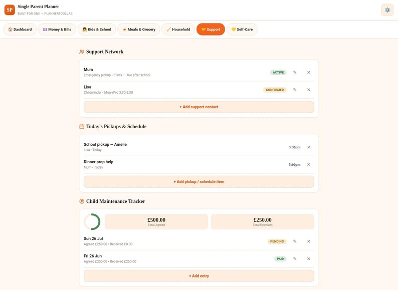 Single Parent Planner | Bill Organizer, Meal & Chore Manager (Offline HTML Tool) image 7