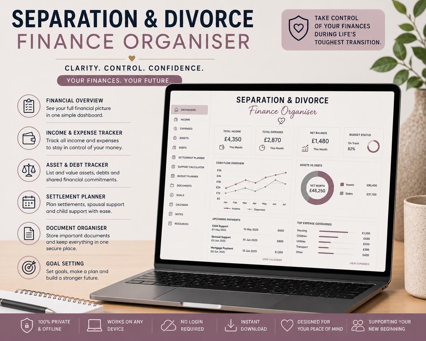 Separation & Divorce Finance Organiser — screenshot preview