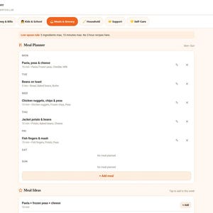 Single Parent Planner | Bill Organizer, Meal & Chore Manager (Offline HTML Tool) image 5