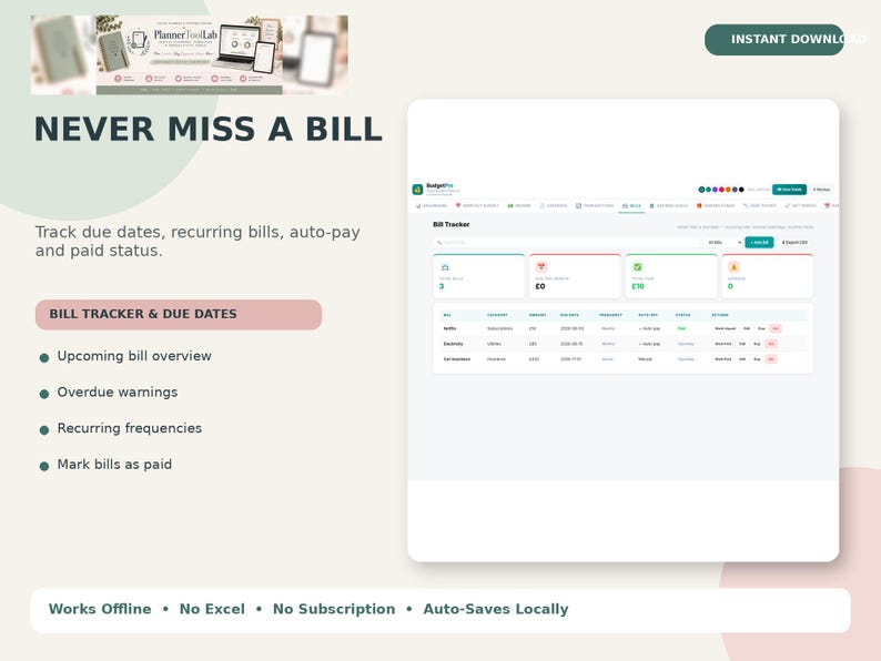 Personal Finance Dashboard, Budget Planner App, Offline HTML Tracker image 8