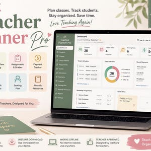 Interactive HTML Teacher Planner App: Digital Classroom Organizer (Offline Use) image 1