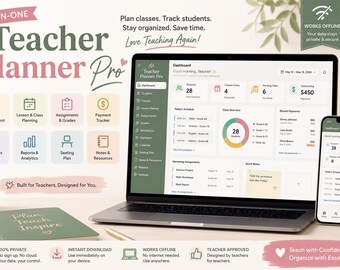 Interactive HTML Teacher Planner App: Digital Classroom Organizer (Offline Use)